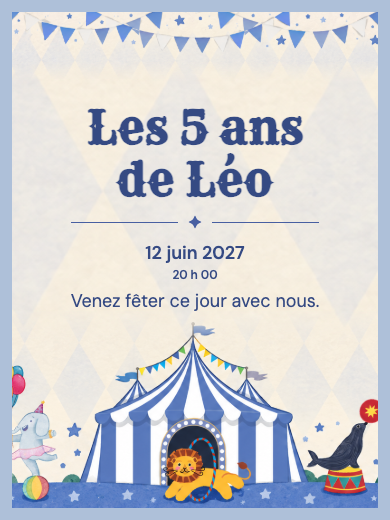 Invitation numérique: Cirque bleu — Animaux et nature