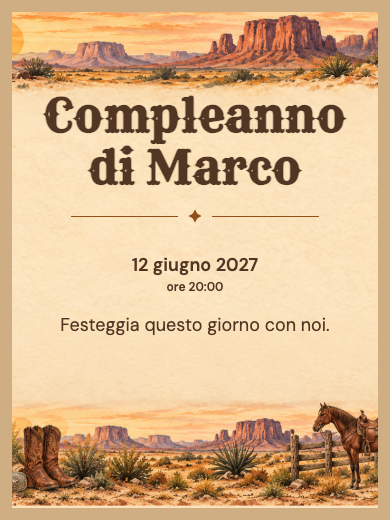 Invito digitale di compleanno: Cowboy di campagna