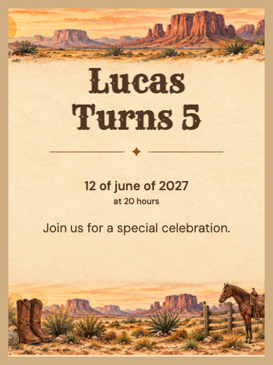 Digital birthday invitation: Countryside Cowboy