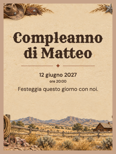 Invito digitale di compleanno: Cowboy in pelle