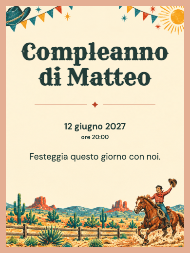 Invito digitale di compleanno: Cowboy al rodeo