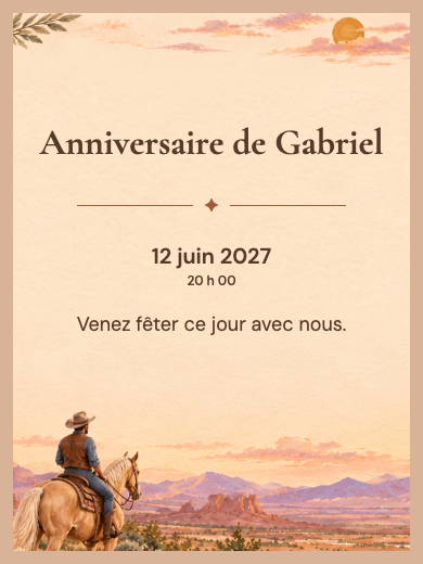 Invitation d’anniversaire numérique: Cowboy du canyon