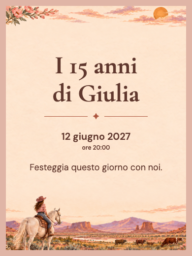Invito digitale per i 15 anni: Cowgirl nel canyon