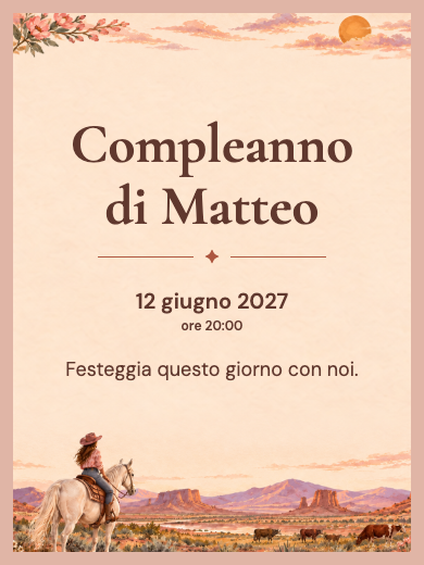 Invito digitale di compleanno: Cowgirl nel canyon