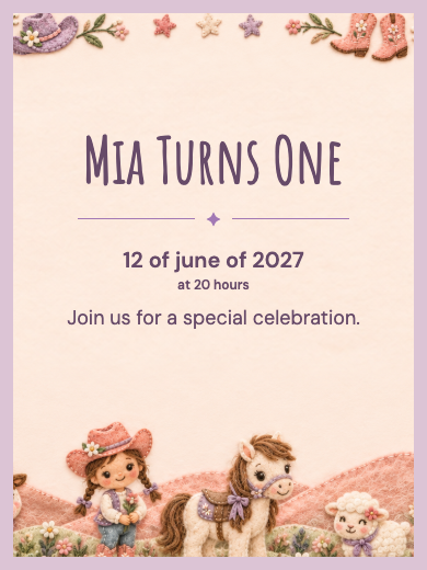 Digital birthday invitation: Farm Cowgirl