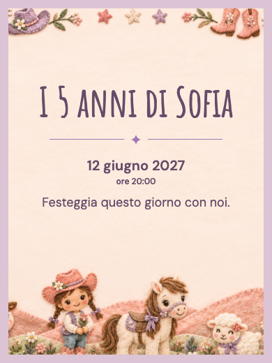 Invito digitale di compleanno: Cowgirl in fattoria