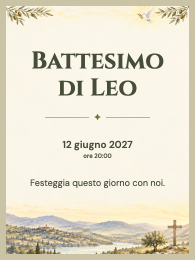 Invito digitale di battesimo: Luce e rami d’ulivo