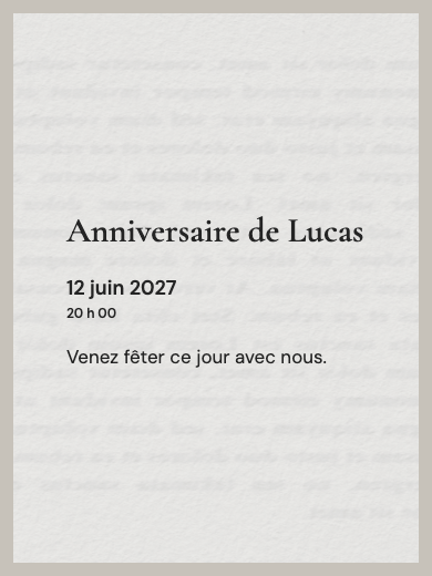 Invitation d’anniversaire numérique: Journal des souvenirs