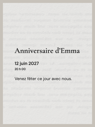 Invitation d’anniversaire numérique: Journal des souvenirs