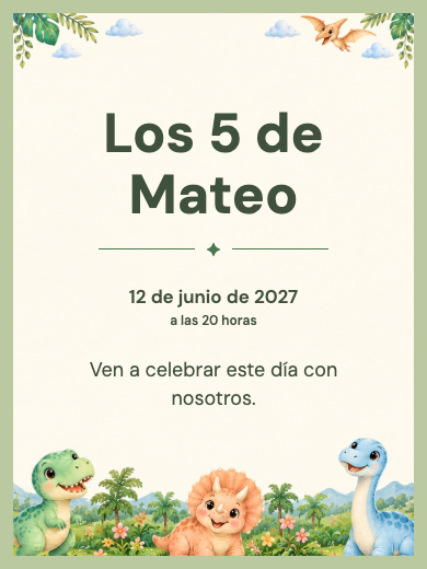 Invitación digital: Dinosaurios del Jardín — Animales y naturaleza