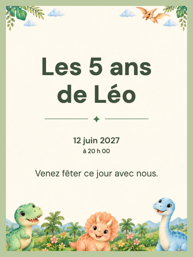 Invitation numérique: Dinosaures au jardin — Animaux et nature