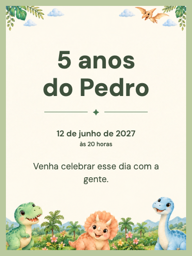 Convite digital: Dinossauros do Jardim — Animais e natureza