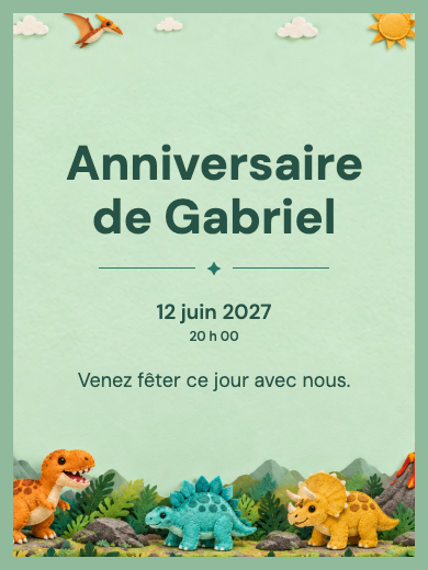 Invitation d’anniversaire numérique: Aventure avec dinosaures