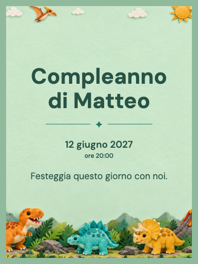 Invito digitale di compleanno: Avventura con dinosauri
