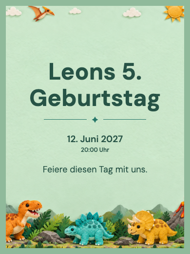 Digitale Einladung: Dinosaurier-Abenteuer — Tiere und Natur