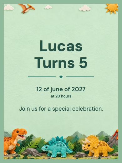 Digital invitation: Adventure Dinosaurs — Animals and nature