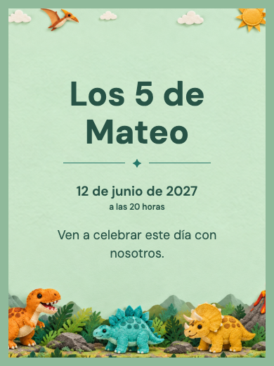 Invitación digital: Dinosaurios de Aventura — Animales y naturaleza