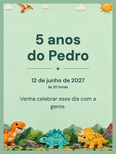 Convite digital: Dinossauros da Aventura — Animais e natureza