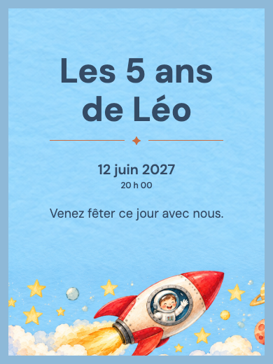 Invitation d’anniversaire numérique: Astronaute dans l’espace