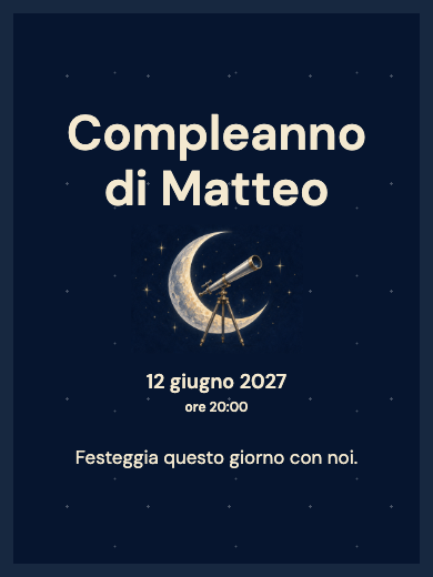 Invito digitale di compleanno: Luna e stelle nello spazio