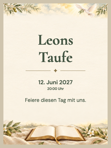 Digitale Taufeinladung: Wort und Frieden