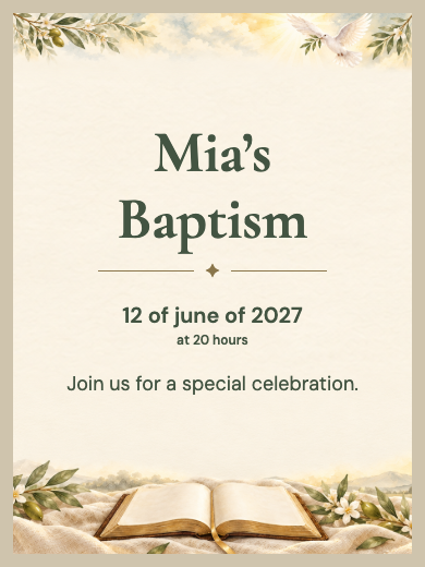 Digital baptism invitation: Word and Peace