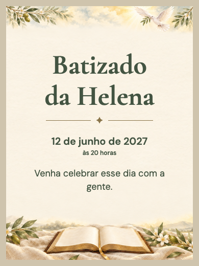 Convite digital de batizado: Palavra e Paz
