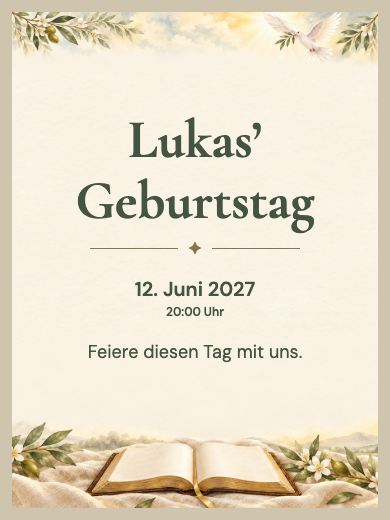 Digitale Geburtstagseinladung: Wort und Frieden
