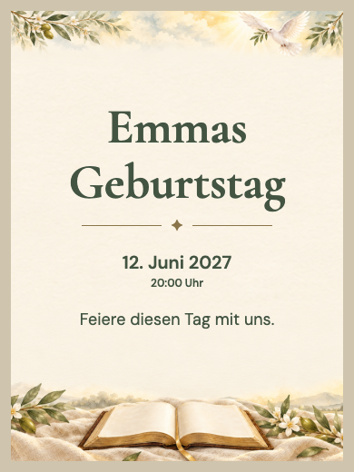 Digitale Geburtstagseinladung: Wort und Frieden