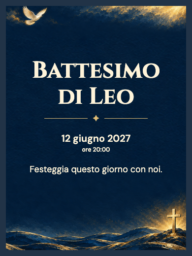 Invito digitale di battesimo: Luce della croce