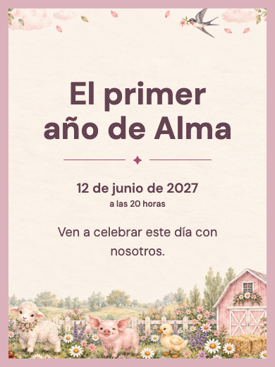 Invitación digital: Granja Niña de Flores — Animales y naturaleza