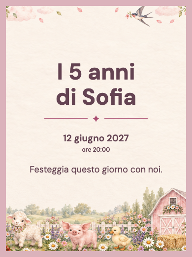 Invito digitale: Fiori in fattoria — Animali e natura