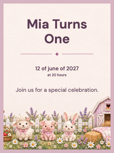 Digital invitation: Farm Girl Bunnies — Animals and nature