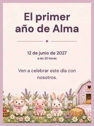 Invitación digital: Granja Niña de Conejitos — Animales y naturaleza