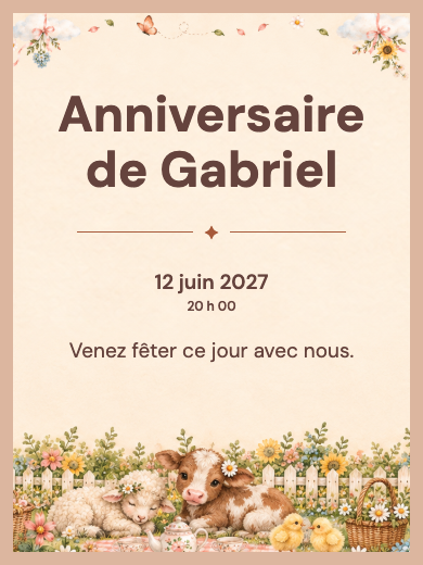 Invitation d’anniversaire numérique: Poneys à la ferme
