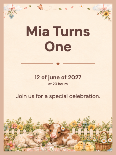 Digital invitation: Farm Girl Ponies — Animals and nature