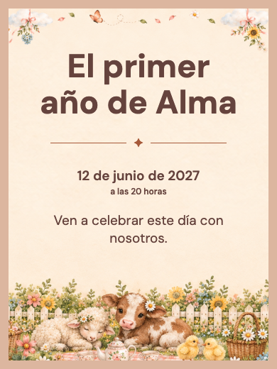 Invitación digital: Granja Niña de Caballitos — Animales y naturaleza