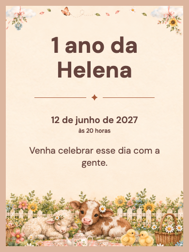 Convite digital: Fazendinha Menina dos Cavalinhos — Animais e natureza