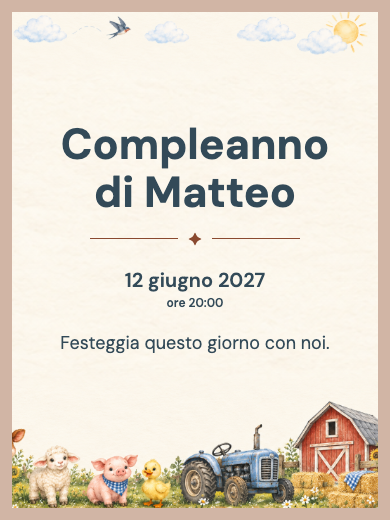 Invito digitale di compleanno: Trenino in fattoria