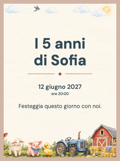 Invito digitale di compleanno: Trenino in fattoria