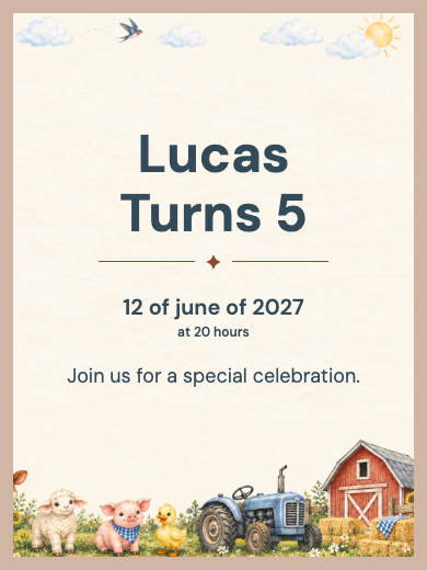 Digital invitation: Farm Boy Train — Animals and nature
