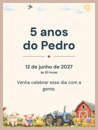 Convite digital: Fazendinha Menino do Trenzinho — Animais e natureza