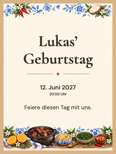 Digitale Geburtstagseinladung: Tropische Feijoada