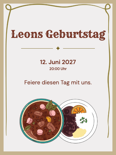 Digitale Geburtstagseinladung: Traditionelle Feijoada