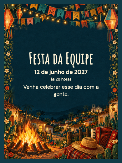 Convite digital: Arraiá Iluminado — Festas de empresa