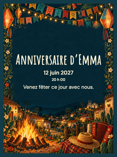 Invitation d’anniversaire numérique: Fête brésilienne de juin illuminée