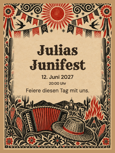 Digitale Geburtstagseinladung: Junifest im Cordel-Stil