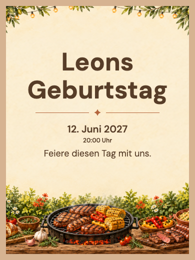 Digitale Geburtstagseinladung: Firmen-Grillfest