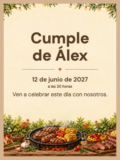 Modelo de invitación digital interactiva de cumpleaños: Fiesta de Empresa con Parrillada con RSVP