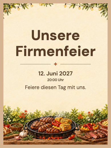 Digitale Einladung: Firmen-Grillfest — Firmenfeiern